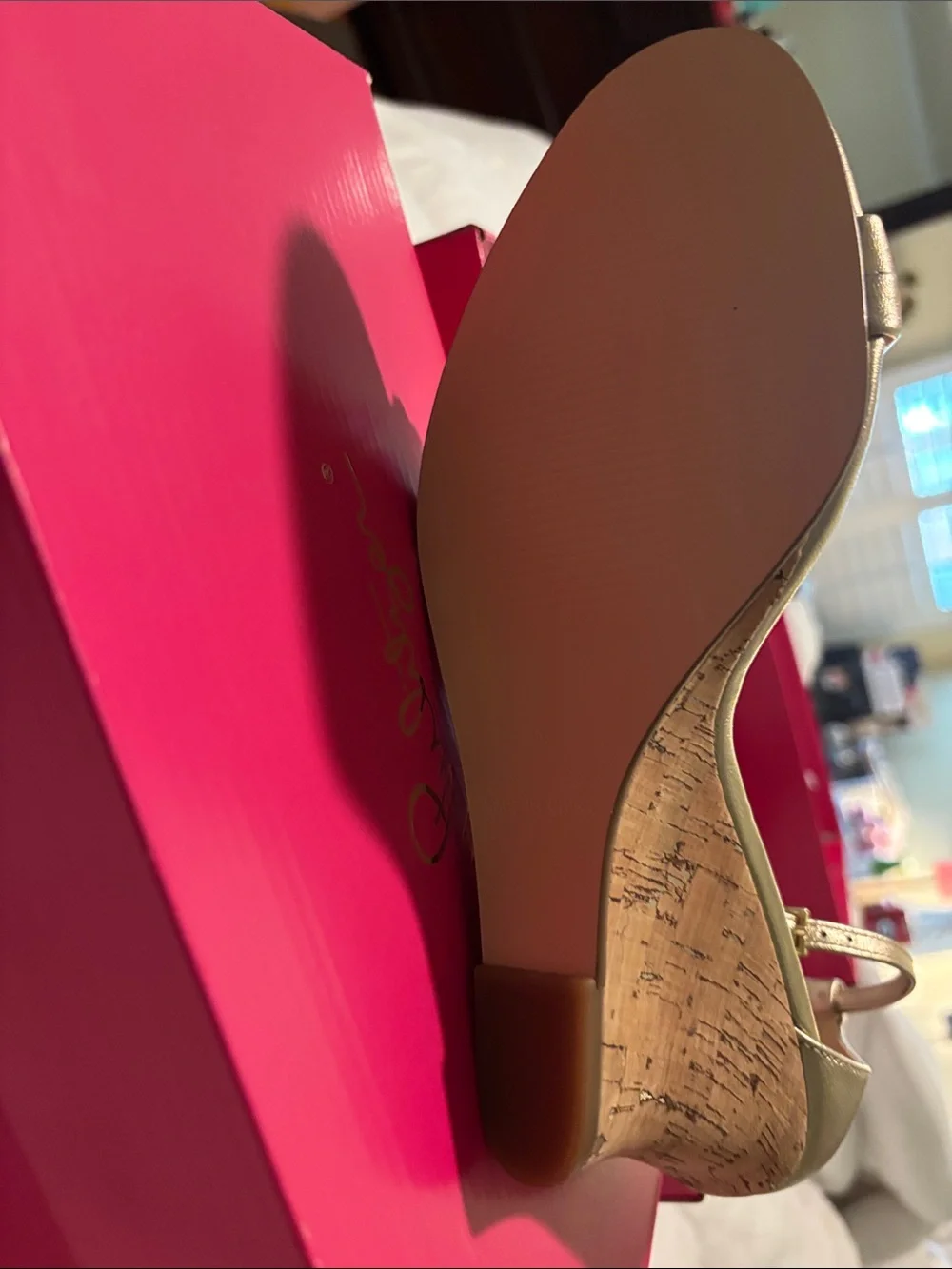 Lilly Pulitzer Jenna Wedge Gold Metallic Size 9 NEW
